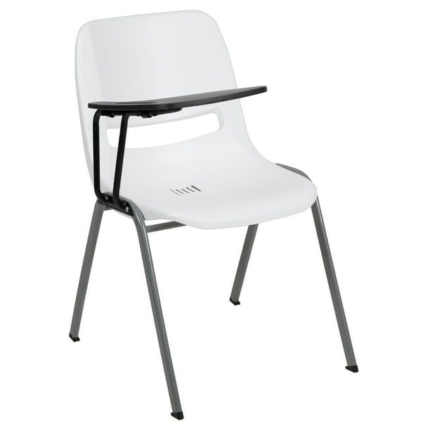 Flash Furniture Black Ergonomic Shell Chair with Right Handed Flip-Up Tablet Arm